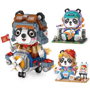 Blöcke süße Panda Building Block Maler Musiker Pilot Astronaut Puppenmodell Montage Dekoration DIY Childrens Fun Building Toy Feiertagsgeschenk Wx