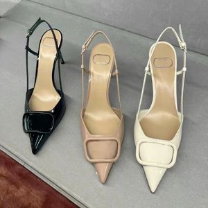 Moda Yeni Stil Yüksek Topuk Kadın Toka Elbise Ayakkabı Düğün Seksi Siyah Beyaz Moda En Kalite Topuklu Sandal Sıradan Ayakkabı Lüks Tasarımcı Pompaları Yürüyüş Kız Hediye
