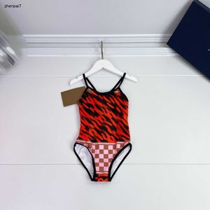 Top baby Bikini Cross strap girls swimwear designer One-piece Letter plaid printing Kid beach supplies Size 80-150 CM June27