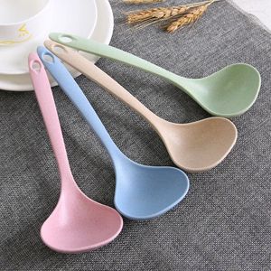 Spoons Wheat Straw Soup Spoon Household Long-handled Porridge Kitchen Utensils Plastic Thickened Large