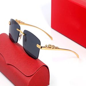 Leopard Head Designer Solglasögon Klassisk affär Golden Silver Rimless Half Full Frame Ladies Leisure Luxury Sun Glasögon Goggle Eyegla 308f