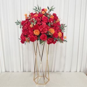 Vaso de piso de metal mesa de flores dourada peça central casamento