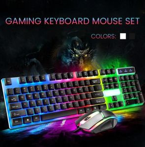 Игровая клавиатура с светодиодной клавиатурой RGB и мыши для мыши для компьютера для ПК Pink Black White7550471