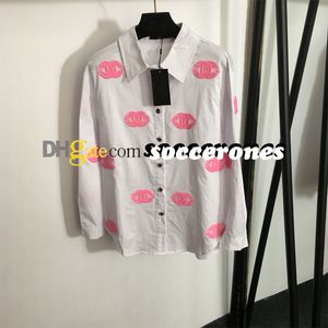Embroidery Graphic Women Blouses Couple Cute Long Sleeves Shirts Youth Button Student Shirts