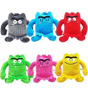 Animais de pelúcia de pelúcia 6 peças/conjunto kawaii colorido monster boneca boneca infantil preenchimento de brinquedo de brinquedo de aniversário q240515