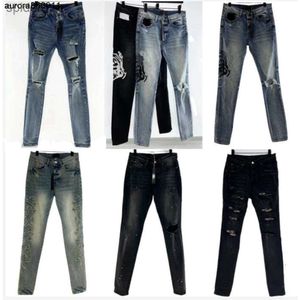 Мужские джинсы Дизайнеры джинсов Джин Брюки Мужские вышивающие пэчворки с разорванной брендом для винтажного G24N