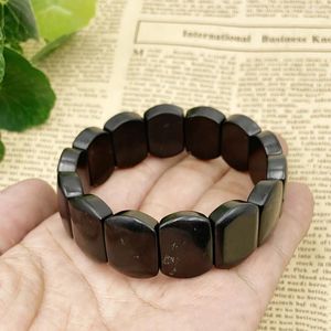 Dekorativa figurer Natural Shungite 15 20mm Elastic Cord Stone Bangle Armband Charm Gift för smyckenillverkning