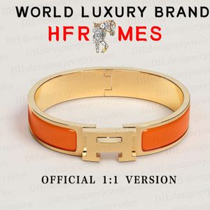 Oficjalna wersja 1: 1, luksusowa projektant bransoletki h litera bransoletka złota bransoletka żeńska bransoletka mężczyzna 17/19 Rozmiar odpowiedni dla męskiej biżuterii modowej z pudełkiem podarunkowym