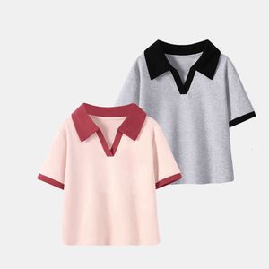 Summer Girls Polo koszule krótkie rękawki dla dzieci mody dzieci T-shirty T-shirty Teeniager School Tees Baby Ostra Ubrania 1-10T L2405