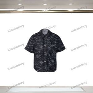 xinxinbuy Men designer Tee t shirt 2024 Italy Full Sky Star Letter Jacquard denim fabric short sleeve cotton women black blue Khaki Apricot XS-XL