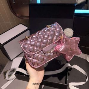Evening Bags Shiny Pink Patent Leather Designer bag womens handbag Shoulder Bag with Star Coin Purse Classic Flap Gold Metal Hardware Chain Cross Body bag