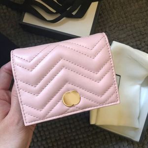 Lady Leather folding Card Holder Women's Designer Coin Purses mens passport holders Wallets mirror quality key pouch Pink Purse Luxury mini wallet With box id card