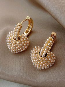 Dangle Earrings 2pcs Retro Fashion Peach Heart Studded With Pearl Women's For Daily Dating Accessories