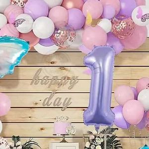 パーティー風船風船誕生日1年の蝶マカロンブルーピンクテーマガーランドキット番号1-9ラテックスエアグローブスベビーシャワーの装飾