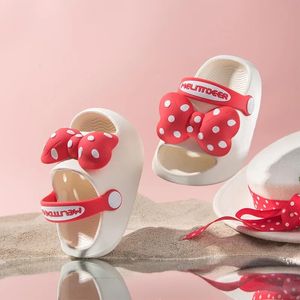 Children Slippers with Big Bow Polka Dot Printing Opentoe Nonslip Girls Casual Shoes Simple EVA Kids Fashion Beach 240516