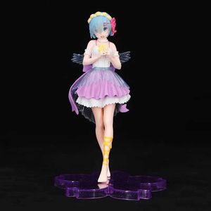 Action Toy Figures Blue haired girl Purple clothing angel costume 19cm PVC Action Figure Anime Figure Model Toys Figure Collection Doll Gift Y240516