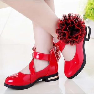 Kids High Heel Princess Flower Children Shoes Leather Fashion Girls Party Dress Wedding Dance L2405 L2405