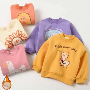 Fleece Children Sweatshirts Winter Plus Veet T-shirts for Kids Cartoon Boys Girls Blouse Thicken Baby Pullover Toddler Outfits L2405