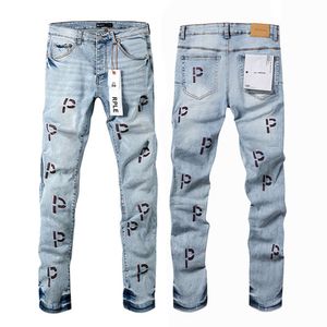 Purple Brand Jeans Designer Jeans and Women Bad Hole Jeans High Street Printed Letter Jeans Hip Hop Motorcycle Pants Trendy Fashion Trousers Skinny Pant Streetwear