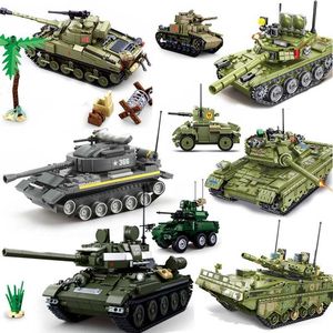 Blocks Wojskowy Zbiornik zbiornika SWAT Army City Police T34 Model Building Build Brick Childing Toys II wojna światowa WX