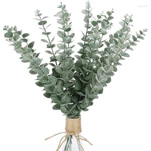 Fiori decorativi 50pcs Eucalipto artificiale steli 18 in finte foglie finte rami per arredamento per la casa bouquet per matrimoni