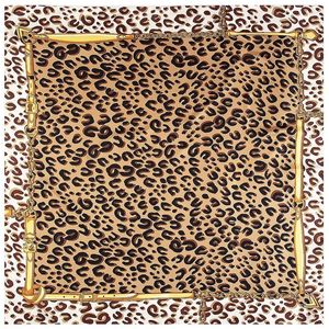 POBING TWILL Seidenschal Frauen Leopardenmuster Square Scarves Großes Bandana Luxus Kerchief Hijab Frauenkopfschal Foulard 130 cm 240515