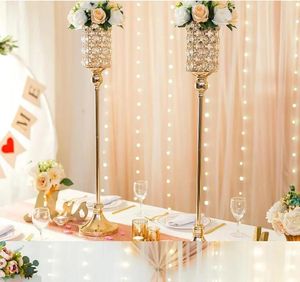 Vasos de ouro Flor de cristal Stand Metal Flowers Centerpieces Stands For Weddings Birthday Wedding Table Centreppieces Vaso Vaso