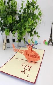 Stereo Helicopter Postcard Carving 3D Pop Up gratulationskort för Happy Birthday Invitation Card Hollowed Design 3 9Me BB2988099