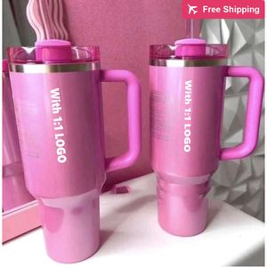 Winter Pink Parade Starbucks Cobrand 40oz Quencher H2.0 Mugs Cups Travel Car Cup stanliness standliness stanleiness standleiness staneliness