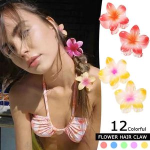 Saç klipsleri barrettes yeni gradyan çiçek akrilik saç klipi kızlar için uygun sevimli yaz plajı