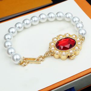 Designer armband stort pärla lyxarmband för kvinnor bokstäver diamant smycken mode nya armband