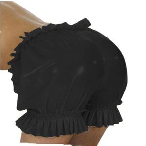 Gorąca guma lateksowa seksowne elastyczne koronkowe szorty czarne cosplay imprezę rozmiar xs-xxl