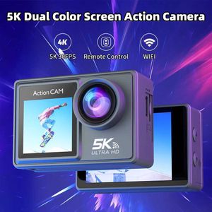 スポーツアクションビデオカメラ5k 30fpsモーションカメラデュアルスクリーン4K 60fps 170広角30m防水モーションカメラリモートコントロール式自転車ダイビングカメラJ240