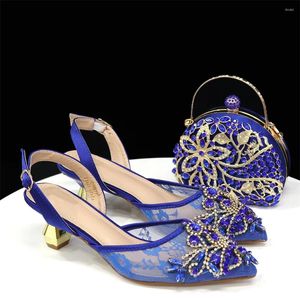 Dress Shoes Royal Blue Women And Bag Set Luxury African Ladies Pumps Match With Handbag Sandals Purse Clutch Femme Sandales CR877