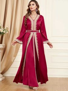 Ubranie etniczne Dubai Abaya dla kobiet sukienka 2-częściowa A-line Abayas Party Dress Kimono Maroko Kaftan Arabia Arab Arab Arabie Suknia Kaftan Islamic T240515