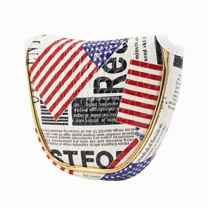 Outros produtos de golfe 1 pedaço de tampa de haste de push de golfe capa de lâmina bandeira americana pu à prova d'água e durável shopping push haste Head Protection Coverl2405