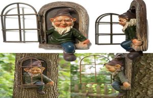 15cm Resin Naughty Garden Gnome Ornament Decoration Statue White Old Man Fairy Accessories Elves Desk Decor Gift 2108042450936