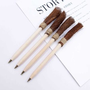 Broom Creative Creative Craft Ballpond Pen Halloween Bruxa Bruxa Natural Brown Helves Brush de madeira