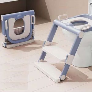 Free Install Baby Toilet Training Seat Safe Bathroom Backrest Plastic Potty Step Ladder Stool Foldable Kid Adapter Chair Helper L2405