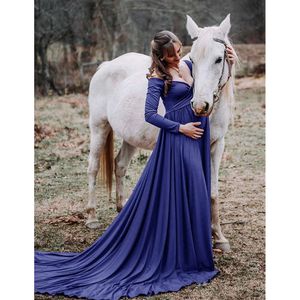 Vestidos de maternidade de cauda longa acessórios fotográficos adereços em vestil de algodão maxi vestido de algodão gestante mulher gravidez