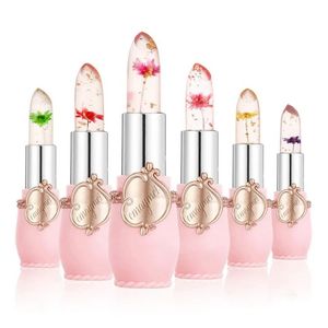 6 stycken/låda kristall transparent blomma gelé läppstift set temperatur färg byte av läppstift humektant vitamin e skönhet och hälsa 240507