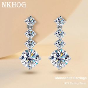 NKHOG S925 Mosonita de prata feminino Brincos de queda de 2,6 quilates D-Color VVS1 Mosonita Diamante Jóias de Jeias de Casamento de Jóias 240429