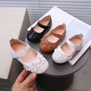 Child Girls Flower Wedding for Baby Kids PU Leather Flats Princess Single Shoe Toddler Dance Party Shoes L2405 L2405