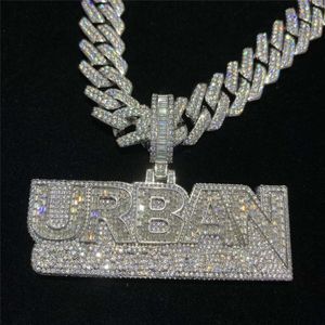 Hip Hop Sier VVS Mayami Moissanite Diamond Street Rap Urban Splice Letter Pendant Halsband