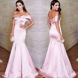 2020 Różowa syrenka balowa sukienki z plis na ramię Ruched Custom Made Plus Size Sweet Train Evening Party Suknie