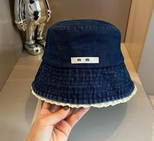 Kvinnor Cowboy Bucket Hat Ladies Luxury Designer Denim Lace Fisherman Hat Sun Hat Letters Hat Casquette Baseball Cap Beanie