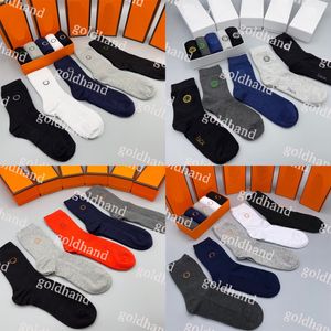 5pairs/Lot Mens Long Socks Pure Cotton Sport Scoks Stocking Brand Letter Brodery Socks No With Box