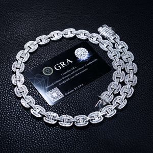 Hip Hop Vvs Moissanite Diamond Link Men 14Mm 26Mm 28Mm Sier Plated Iced Out Cuban Chain