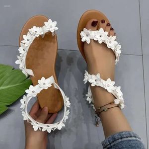 Slip-On Floral Sandals Heel Low Casual 2024 Högkvalitativa kvinnors skor Bakrem Flat med Sandalias de Mujer 380 579 D 1BB3