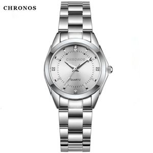 CHRONOS Stainless Steel Fashion Womens Wristwatch Luxury Waterproof Ladies Watch Business Rhinestone Watches For Female Gift 240516